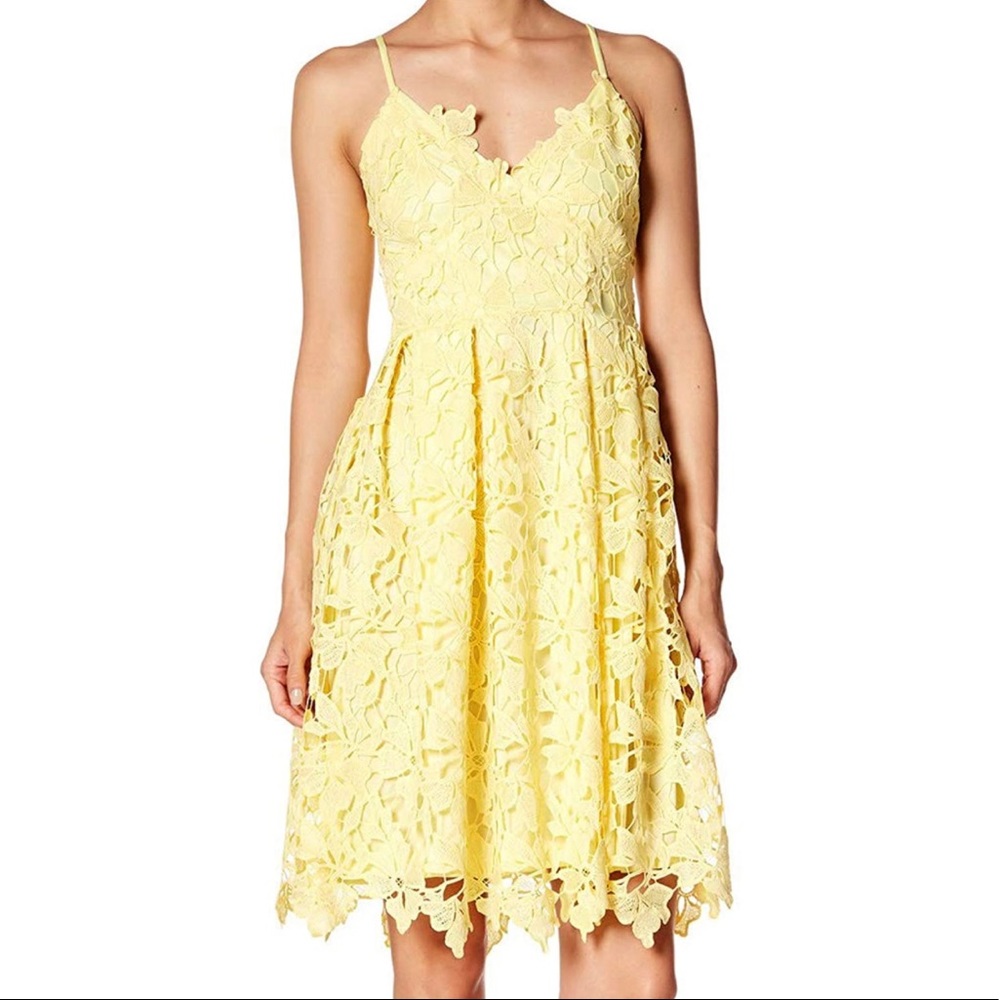 Love Ady Yellow Floral Lace Dress
